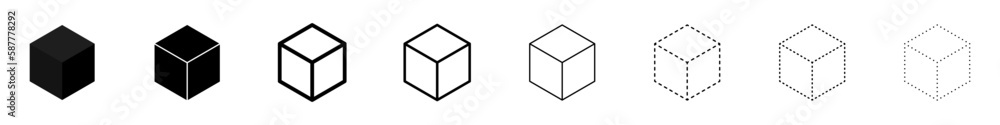 Poster cube vector icon set. 3d cube symbols on white background for web and app design. vector illustratio