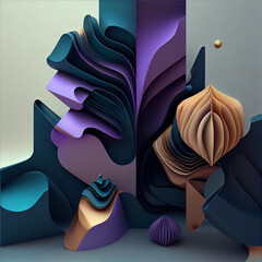 3d abstract geometric figures. AI generated