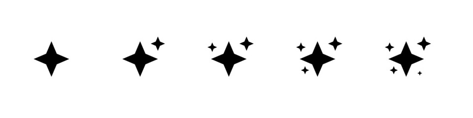 Sparkle star icon set. Shine star icon signs. Stars collection. Vector illustration.