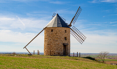 Fototapeta na wymiar Old windmill and stone windmill.
