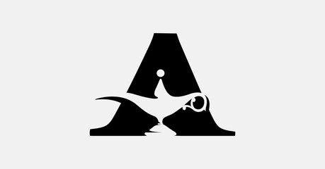Letter A logo with the Aladdin's magic lamp. Negative space artwork. Best for restaurant, fashion, Islamic and architecture logo.