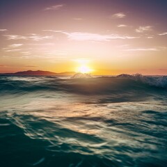 Fototapeta premium golden hour, sea, ocean Generative AI