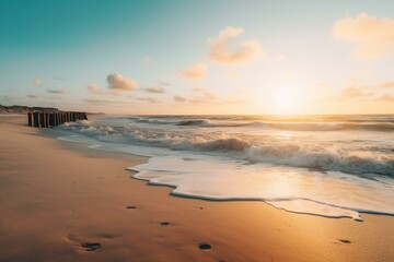 Fototapeta na wymiar golden hour in the beach Generative AI