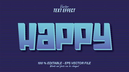 Happy blue text effect editable eps file
