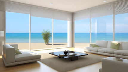 Fototapeta na wymiar modern living room in the beach view