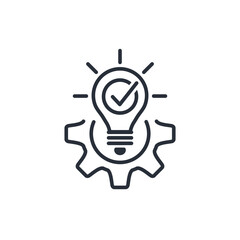 Gear light. Effective action. Vector linear icon isolated on white background.