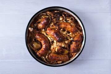 Sausage and apple bake with honeyed parsnips and caramelised onions. Variation of Jamie Oliver’s...