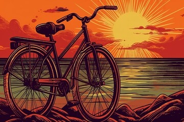 Fototapeta premium Illustration of bicycle by generative ai