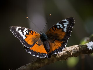 Obraz premium Butterfly on a branch in a tropical forest