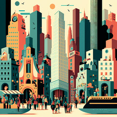 illustration of a whimsical city
