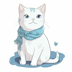 Aegean cat in kawaii style isolated on white background. vector illustration