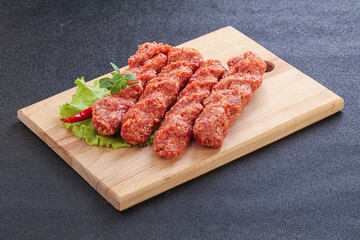 Raw beef kebab minced meat