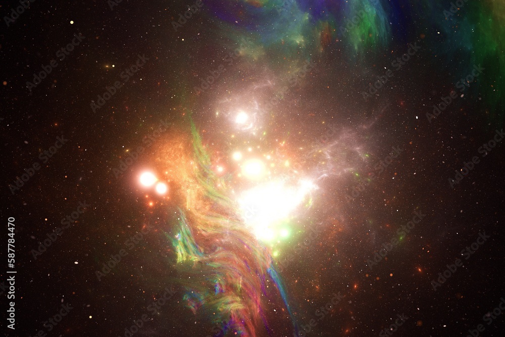 Aufkleber multicolored glowing clouds of stardust in black space. abstract fractal 3d rendering
