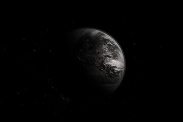 Illustration of the planet Earth in black and white. Generative AI