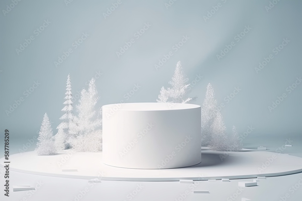 Aufkleber white object on a white table, minimalistic design. generative ai