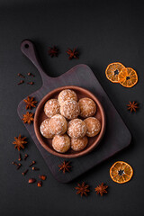 Delicious sweet round gingerbread with jam inside