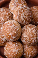 Delicious sweet round gingerbread with jam inside