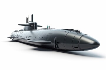 detailed model of a submarine on a plain white background. Generative AI