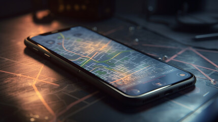 Smartphone with stock market chart on screen. Trading concept. generative ai