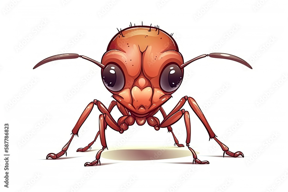 Poster macro shot of an insect on a plain white backdrop. generative ai