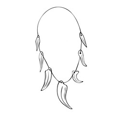 Vector illustration of a necklace of animal fangs in the style of doodle