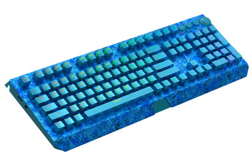 Realistic computer keyboard with seamless wavy pattern isolated on white