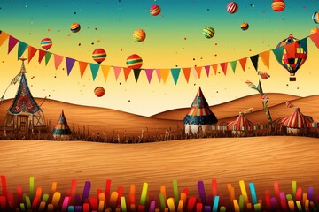 Obraz premium Illustration of colorful carnival background by generative ai