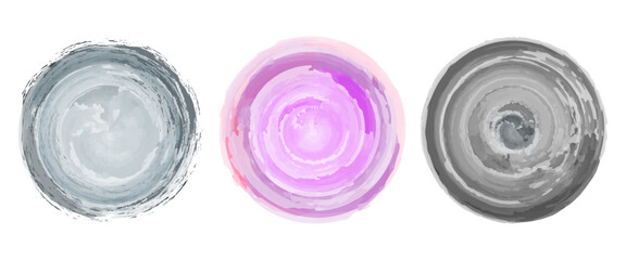 Abstract pastel watercolor labels in different colors isolated on white background vector template.