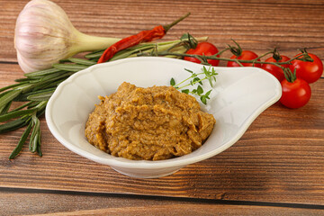 Jewish eggplant dip with oil