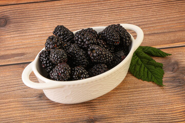 Natural organic blackberry in the bowl