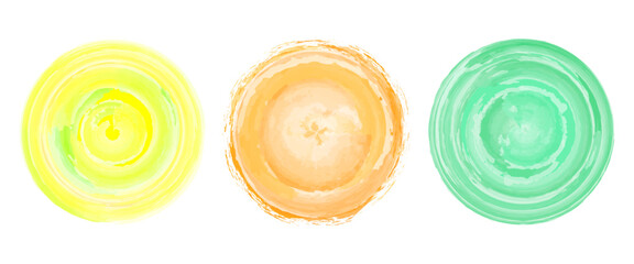 Set of pastel colored ombre backgrounds in the shape of a circle. for label, tag, logo background. watercolor style gradation. Vector illustration isolated on white background.