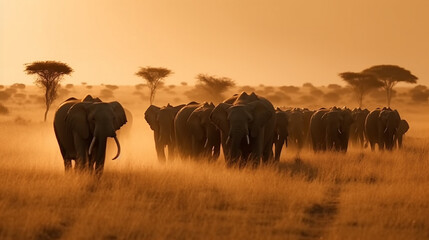 Obraz na płótnie Canvas Elephants in Amboseli National Park, Kenya, Africa.generative ai