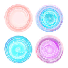 Set of pastel colored ombre backgrounds in the shape of a circle. for label, tag, logo background. watercolor style gradation. Vector illustration isolated on white background.