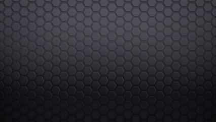 Gray to dark gray color gradient hexagon pattern on gray background. Abstract and modern background in 4k resolution. Copy space.