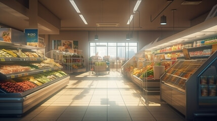 A grocery store with a sign that says'organic'on it.generative ai