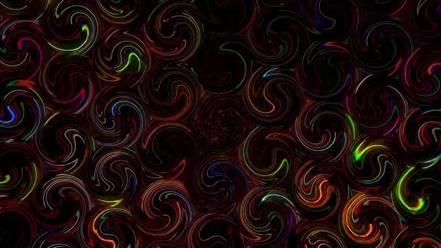 3D shining bright dots set colorful line wave motion, on black background	