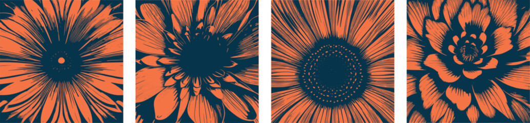 Flowers abstract texture set. Design for banner, poster, card, invitation. Design elements.