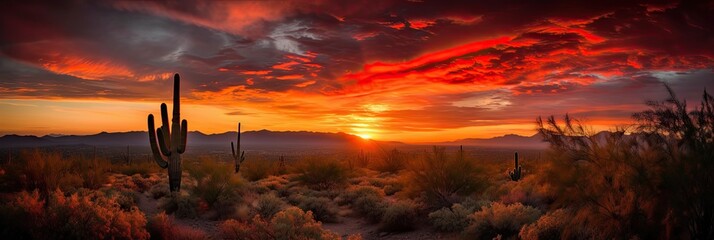 Arizona sunset panoramic landscape sky banner image 