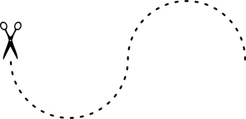 Scissor Cutting Line Design Element Vector 