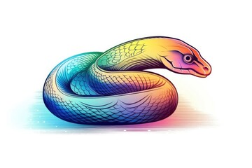 Fototapeta premium rainbow colored snake on a white background. Generative AI