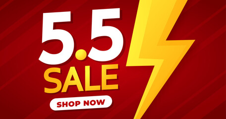 5.5 podium super sale banner template design for web or social media. Promotional Business Flash Sale Design. Vector May 5 Special Offer Illustration.
