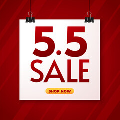 5.5 podium super sale banner template design for web or social media. Promotional Business Flash Sale Design. Vector May 5 Special Offer Illustration.
