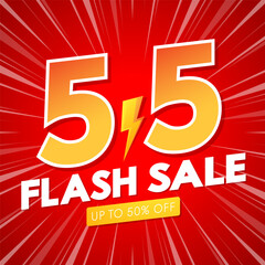 5.5 podium super sale banner template design for web or social media. Promotional Business Flash Sale Design. Vector May 5 Special Offer Illustration.