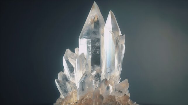 Big natural double quartz crystal isolated on white. Generative ai
