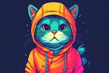 cat wearing a hoodie and a jacket. Generative AI