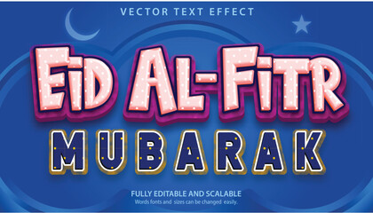 Editable text effect Eid Mubarak  Cartoon template  3d  premium style vector