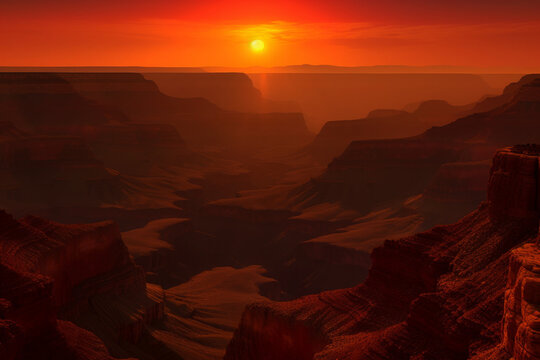 Canyon at sunrise, hyper realistic photography, style of unsplash and National Geographic