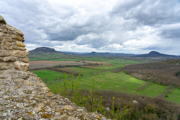 Naklejka premium Szigliget castle stronghold next to lake Balaton with beautiful view of the basin of Tapolca