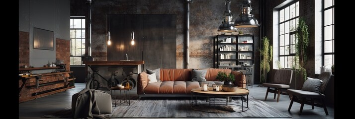 Modern living room interior design by generative AI