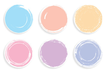 Colorful labels, paper circle, brush stroke, colorful flowers best food style collection, vector illustration isolated on white background.